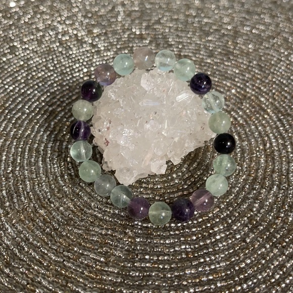 Fluorite Bracelet Green & Purple Handmade Bracelet - Picture 2 of 3